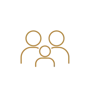Gold outline family icon for Family membership