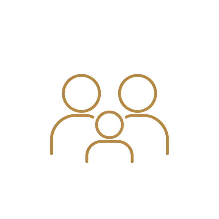 Gold outline family icon for Family membership